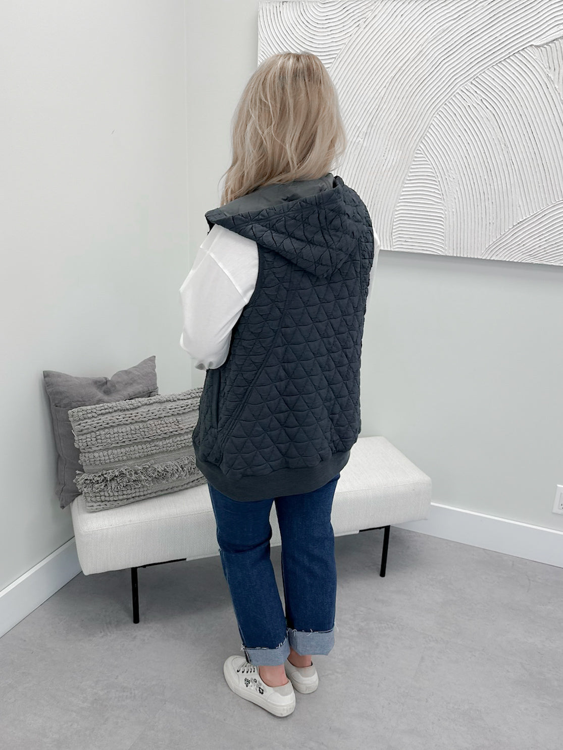 Jessa Quilted Vest in Gunmetal
