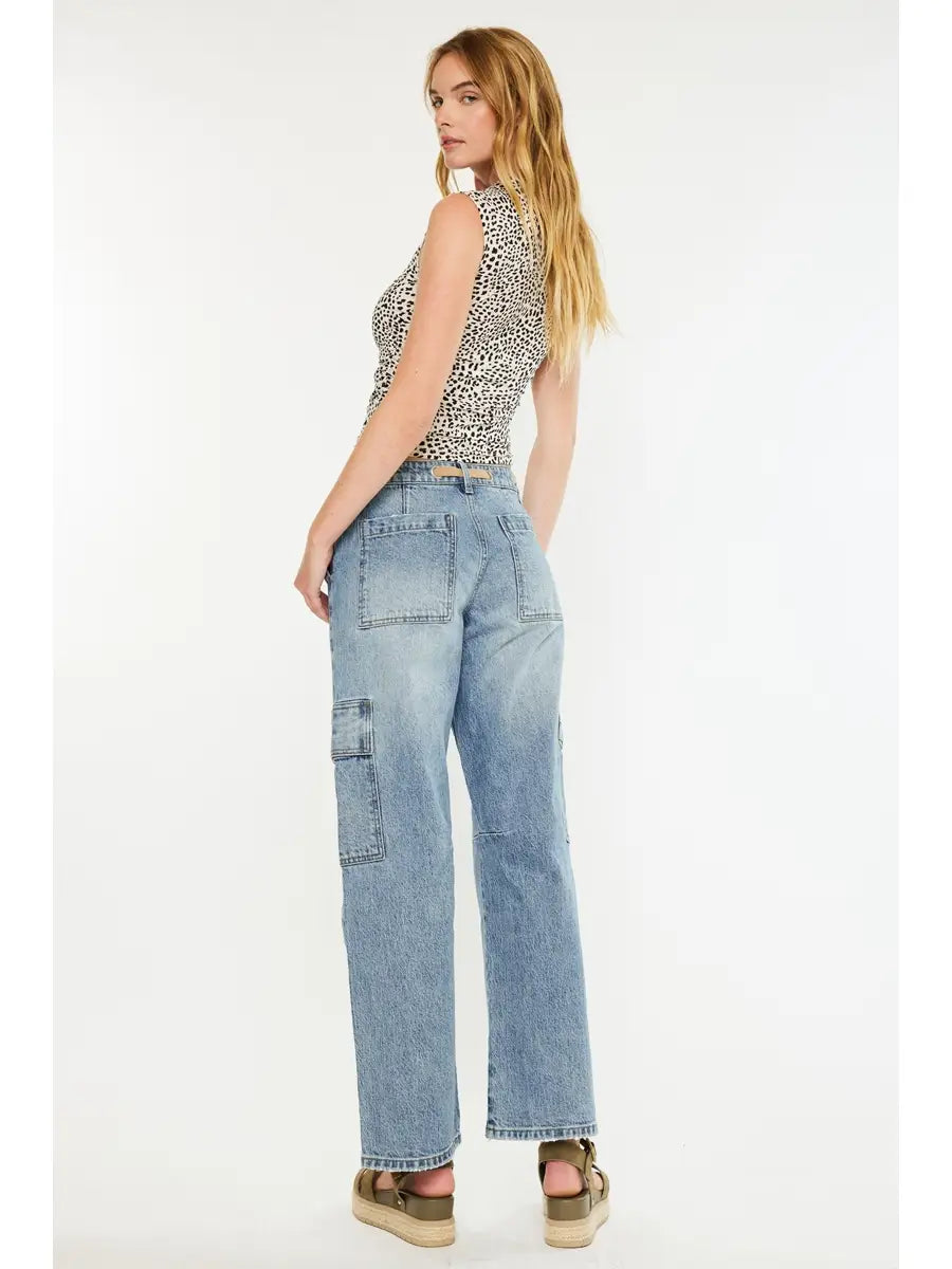 Tie Belt Baggy Cargo Jeans by Kancan