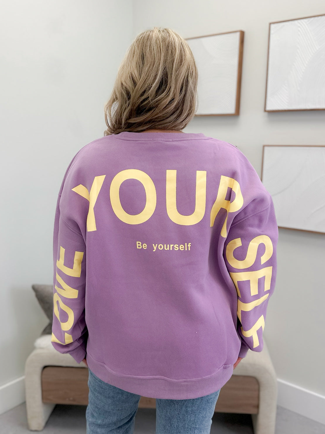 Love Yourself Pullover in Lavender (Curvy Only)