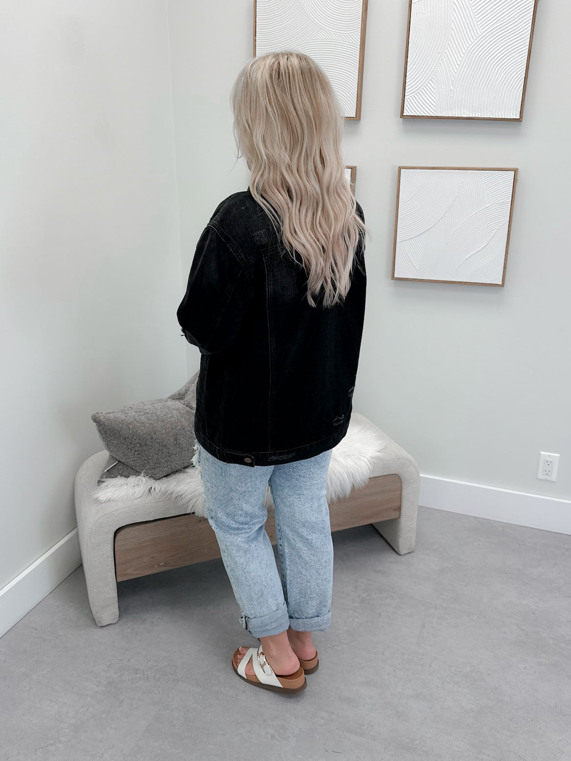 Kerry Boyfriend Jean Jacket in Black