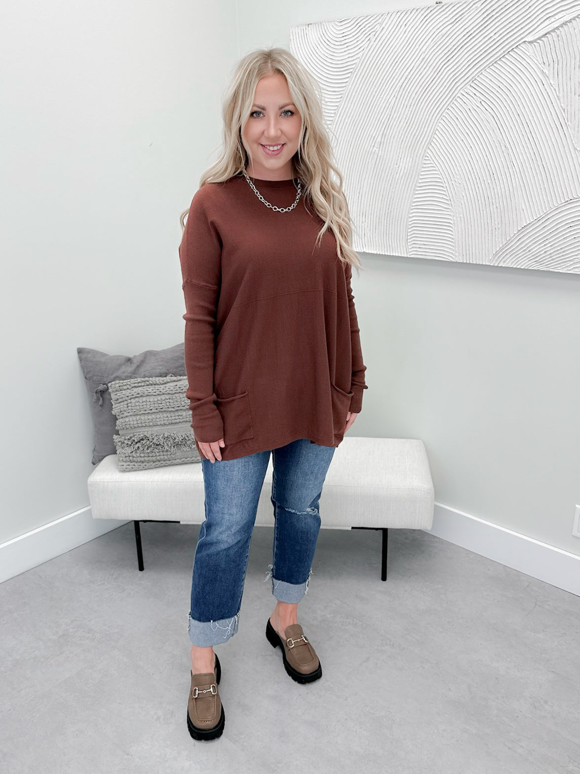 229 Pocket Sweater in Cerise by Twenty Nine The Label