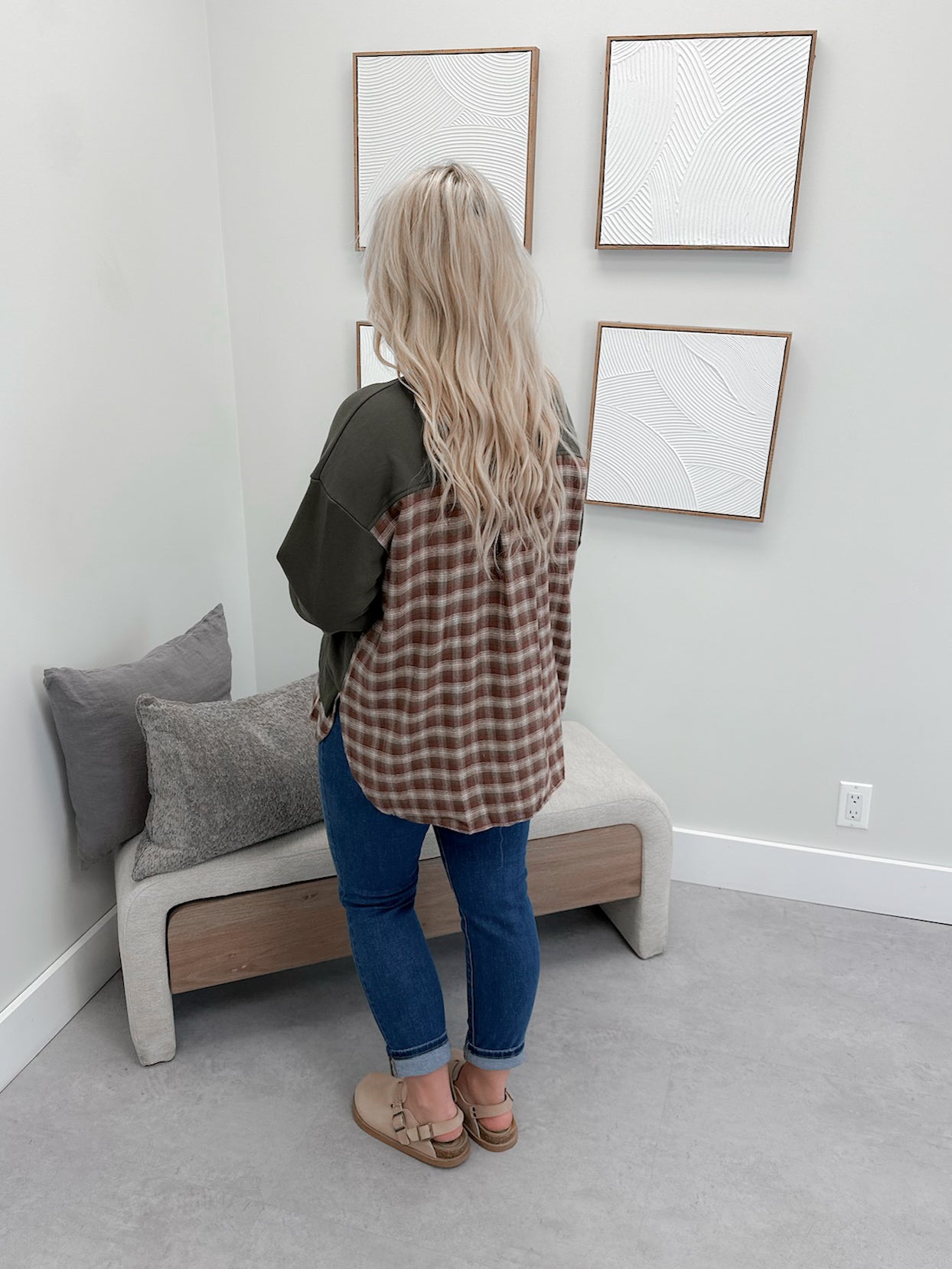 Tanya Pullover in Plaid & Olive