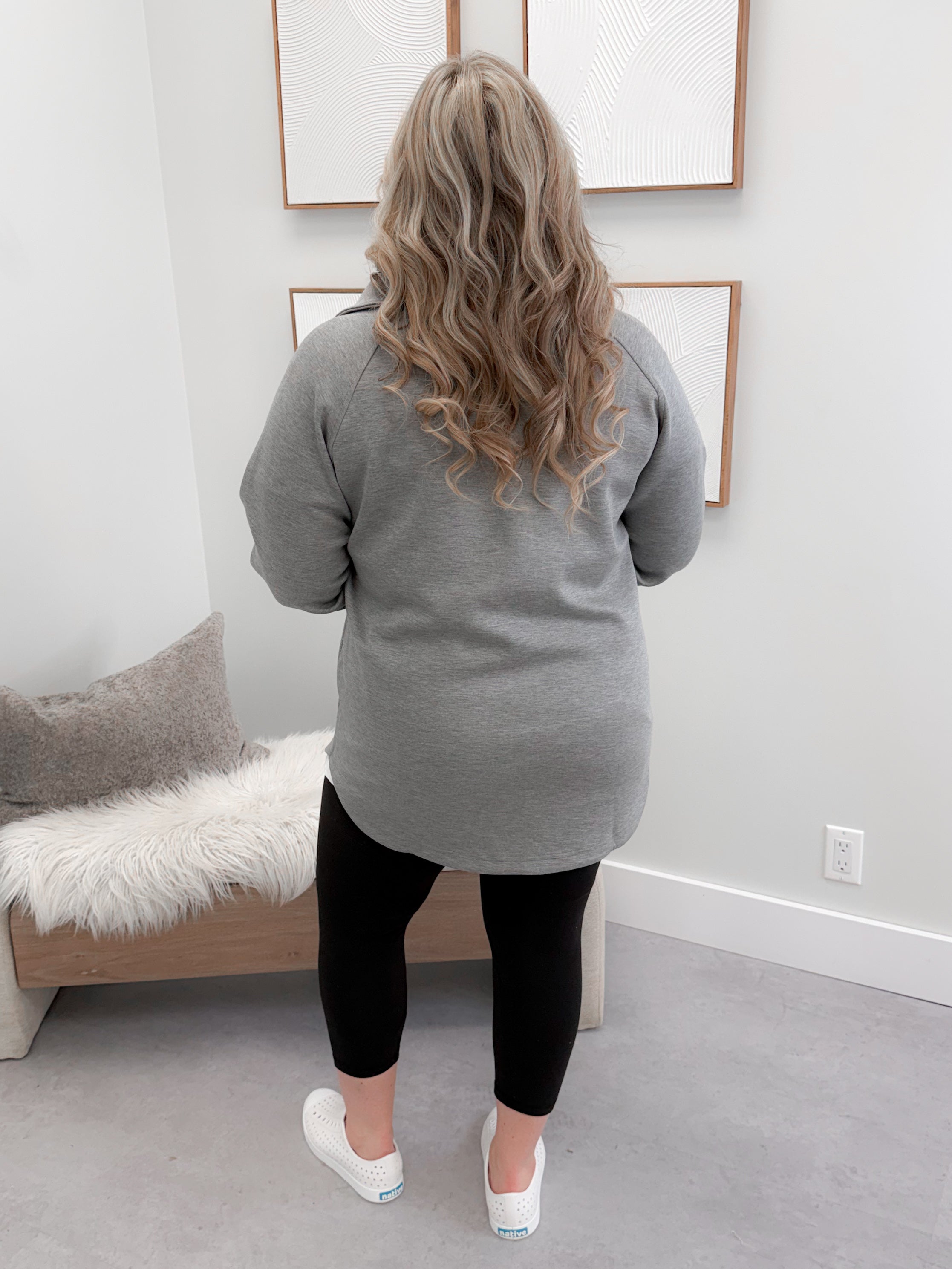 Mia Scuba Half Zip Pullover in Grey