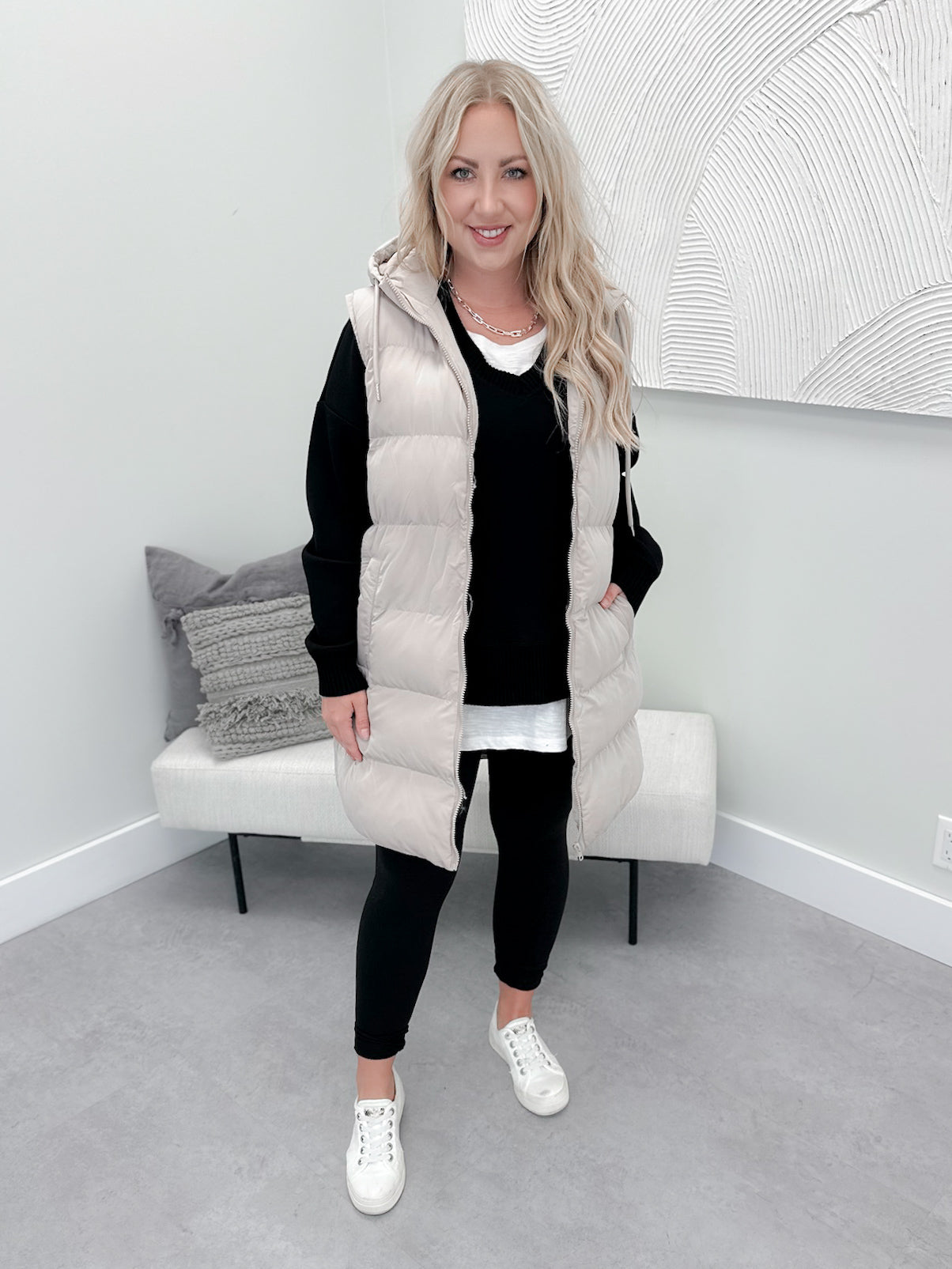 Belle Puffer Vest in Dune - Small