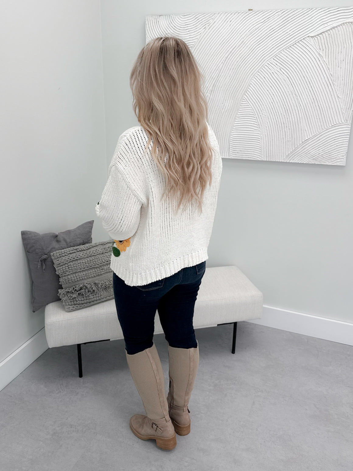 Sunny Flower Cardigan in Ivory