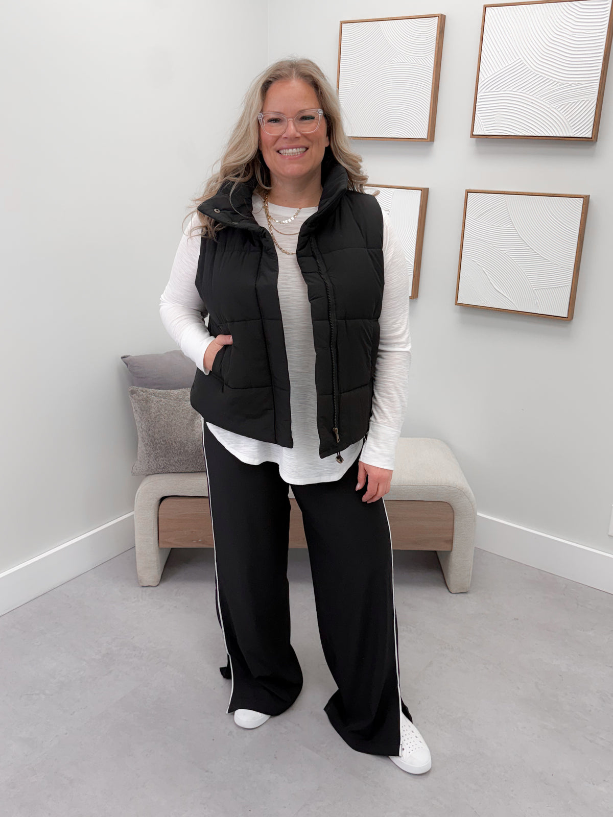 Cool Day Puffer Vest in Black