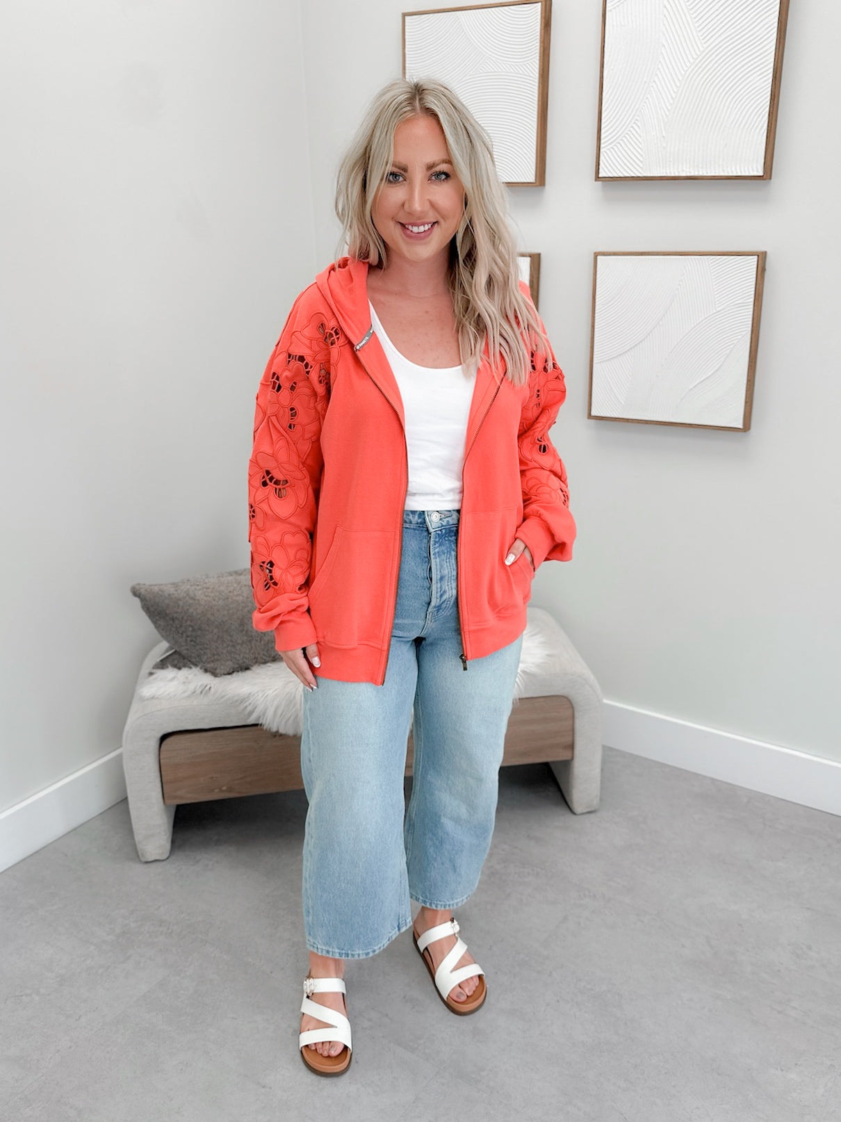 University Fullzip in Love Story Grapefruit by Ampersand Ave