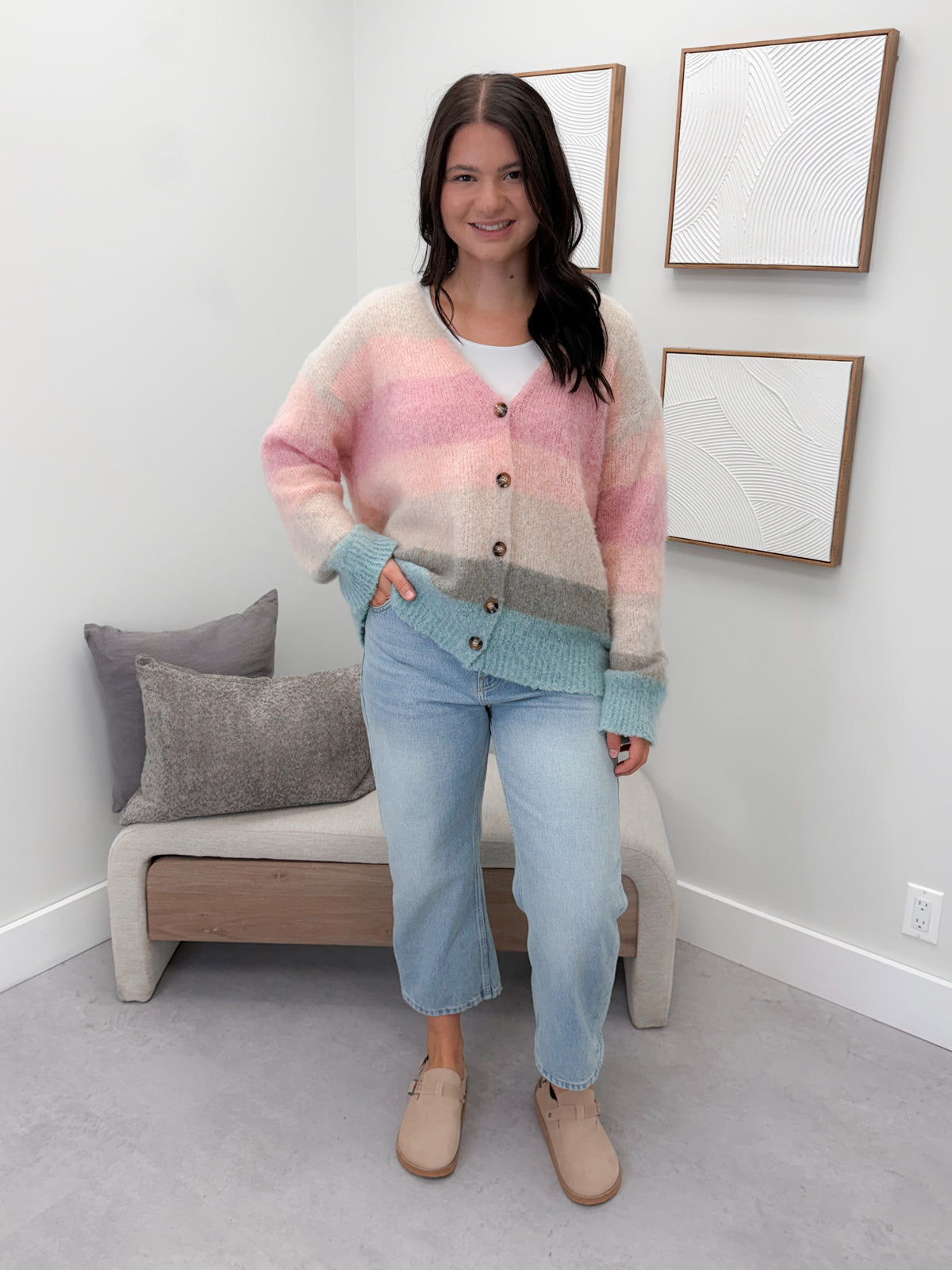 Fauna Cardigan in Mixed Stripes