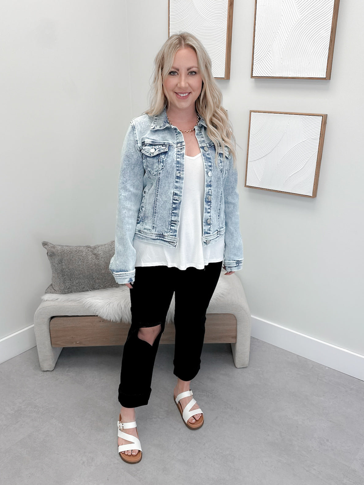 Blind Date Acid Wash Denim Jacket by Risen