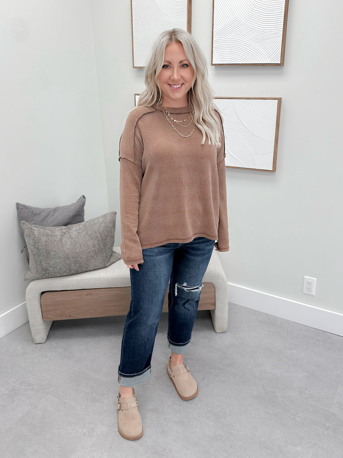 Joss Wave Long Sleeve in Brown