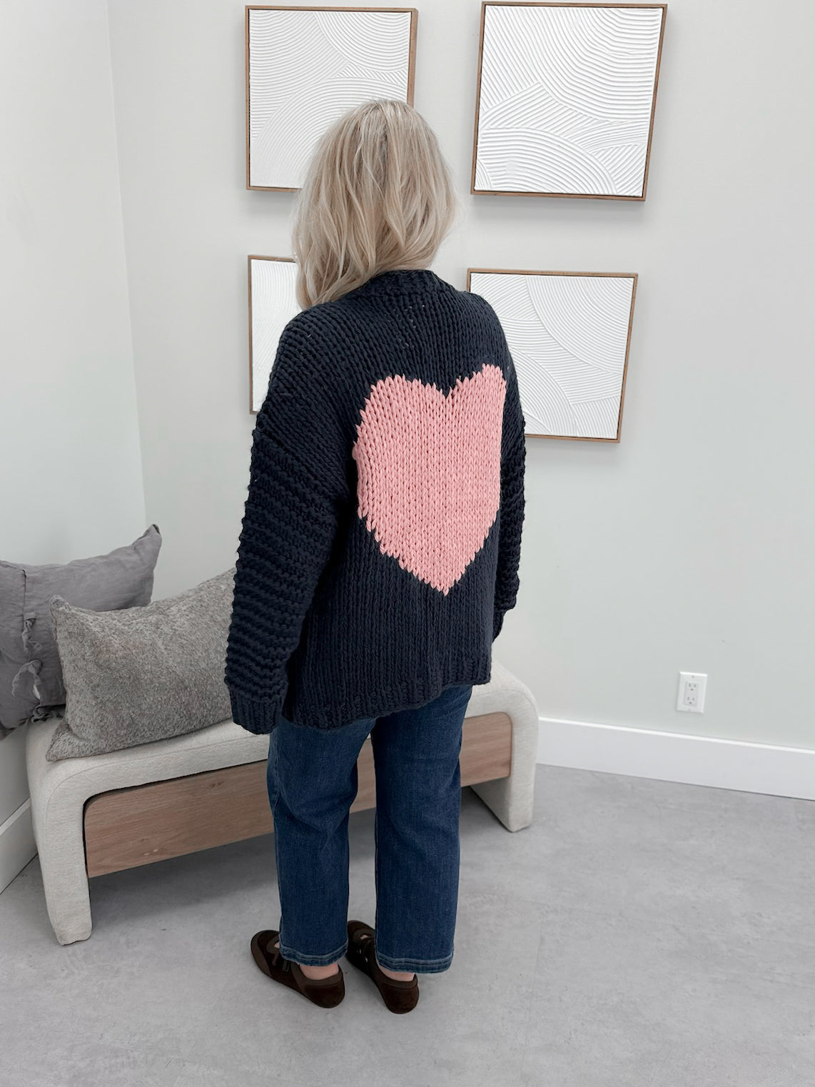 Andi Heart Cardigan in Navy