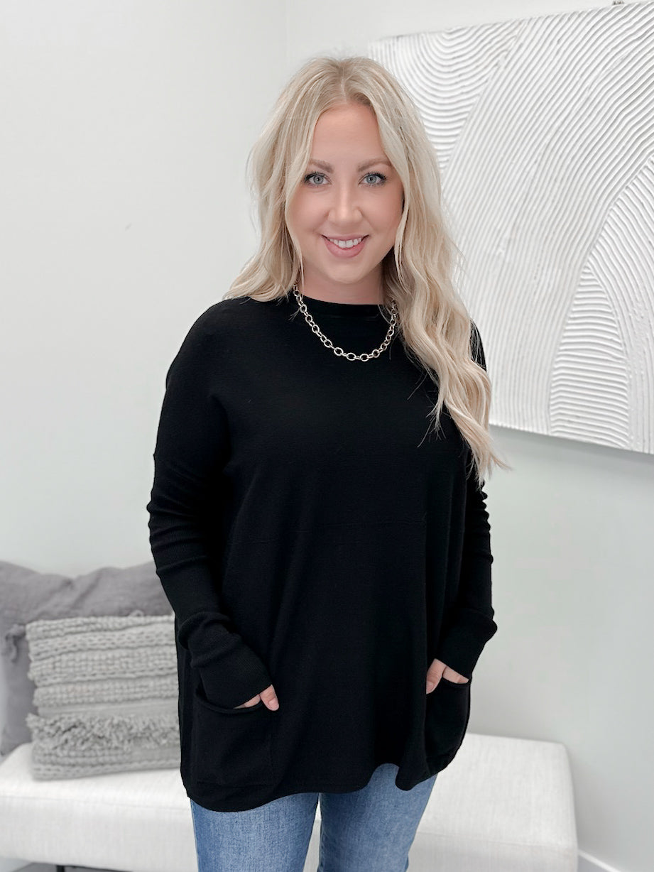 229 Pocket Sweater in Black by Twenty Nine The Label