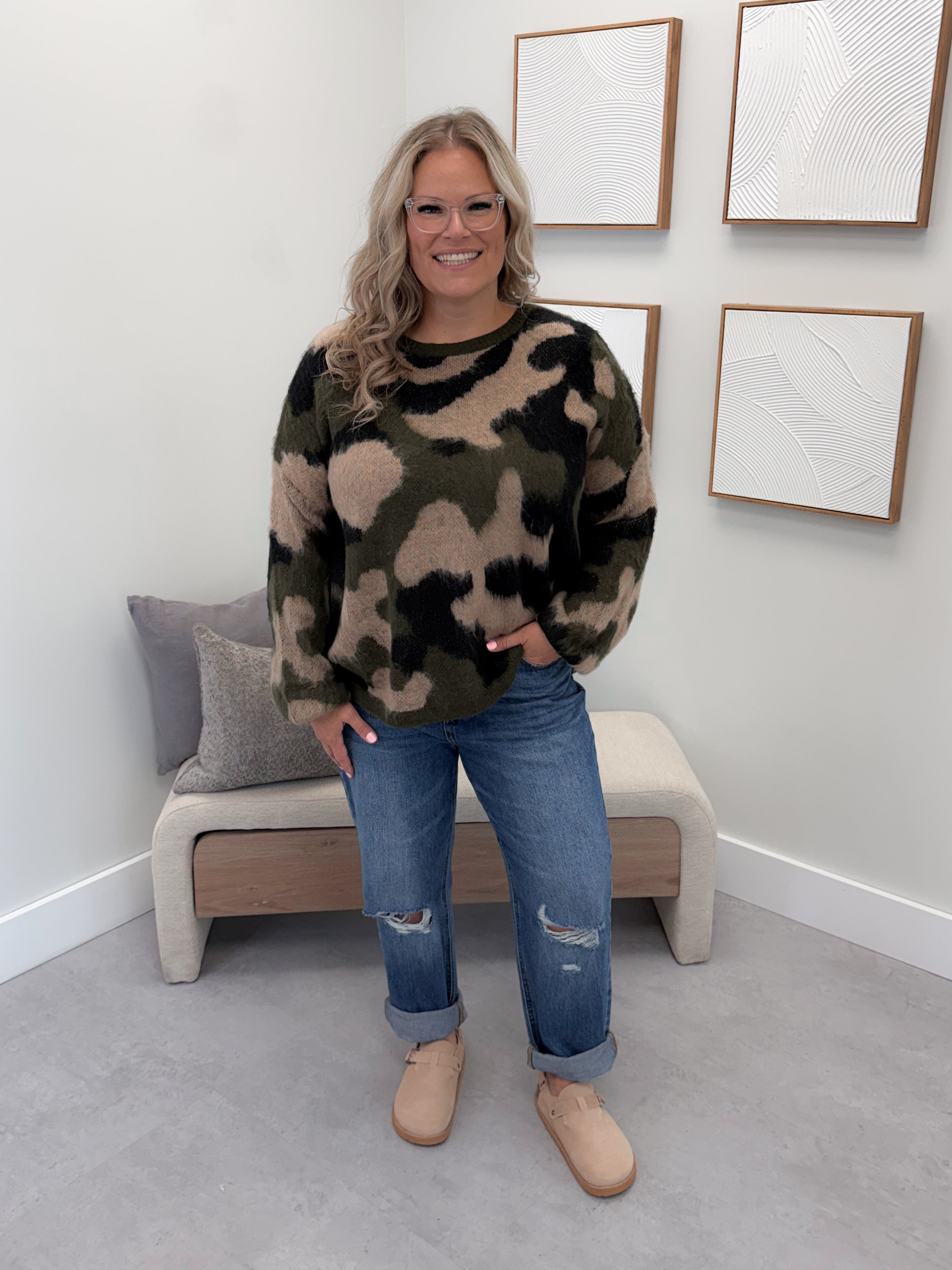 Carly Camo Sweater