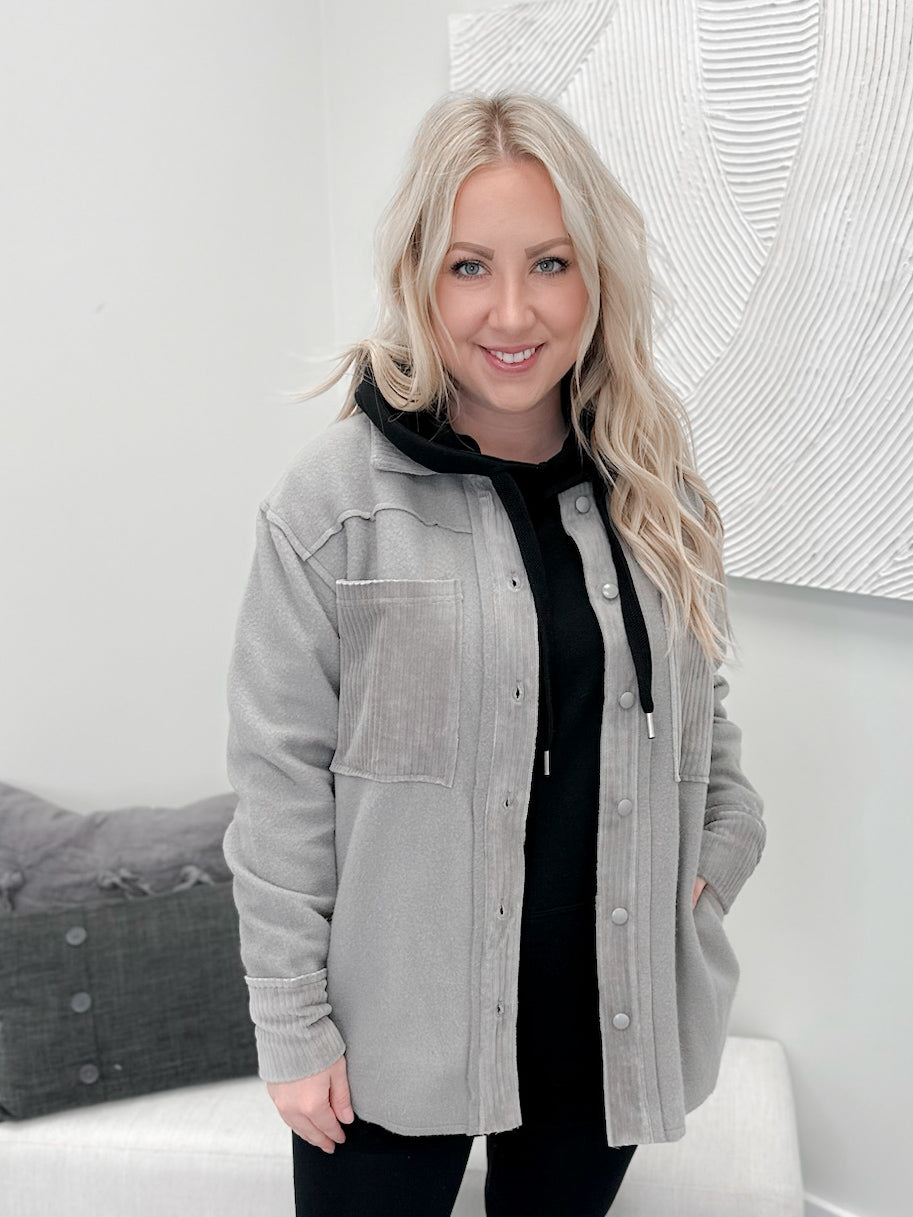 Faran Fleece Shacket in Fog