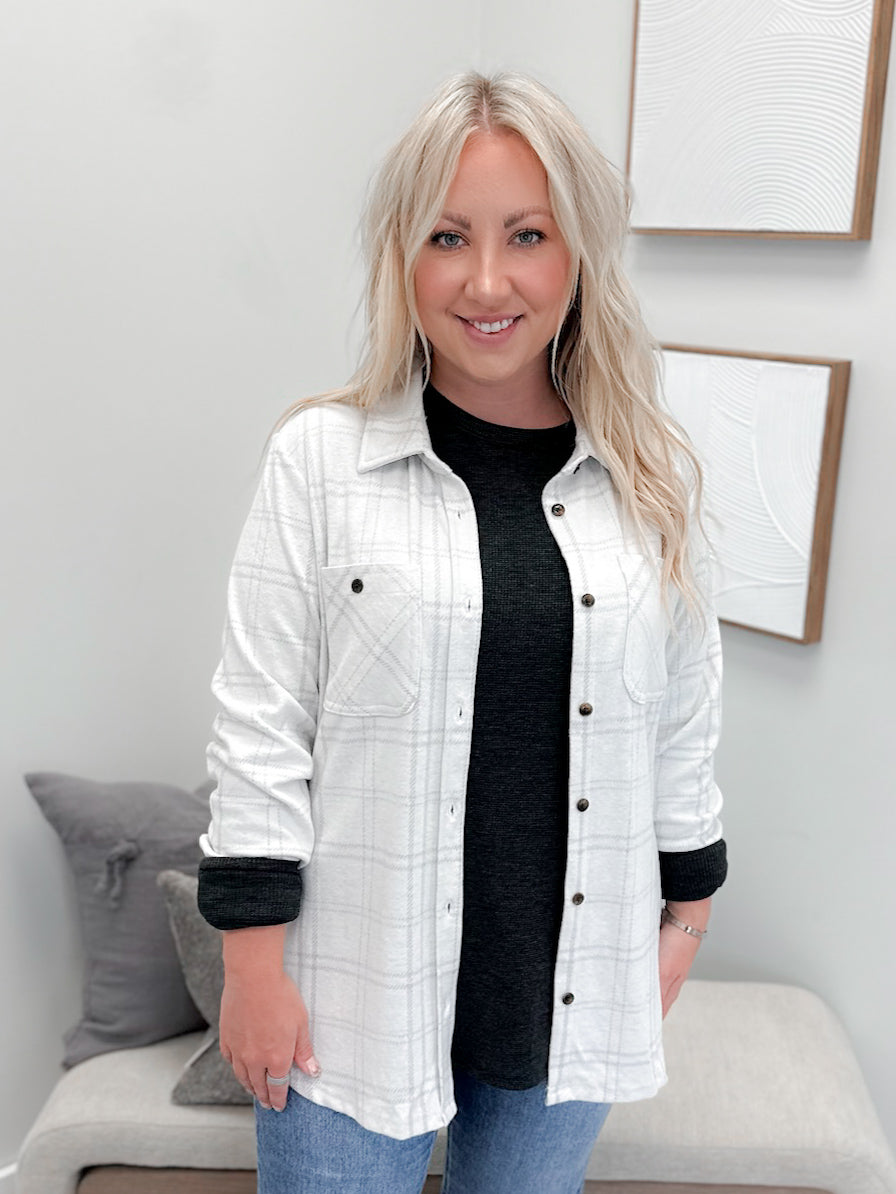Briar Shacket in Grey Plaid
