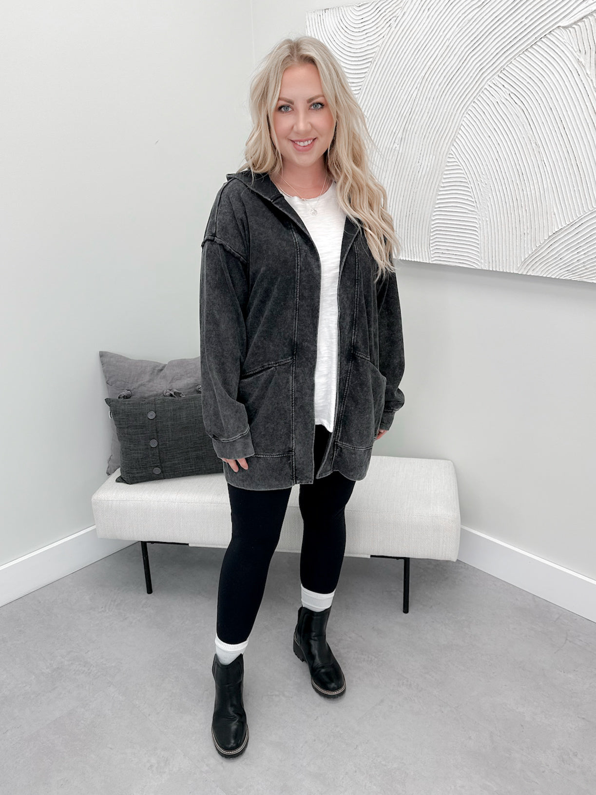 Faye Cardigan in Acid Black - Small