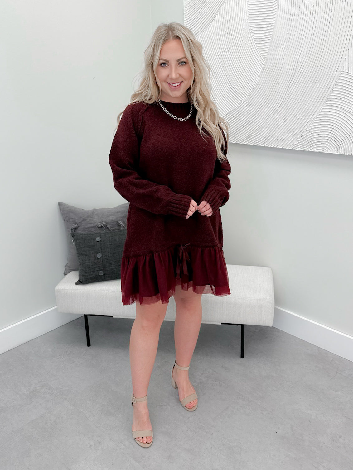 Pippa Sweater Dress in Sangria