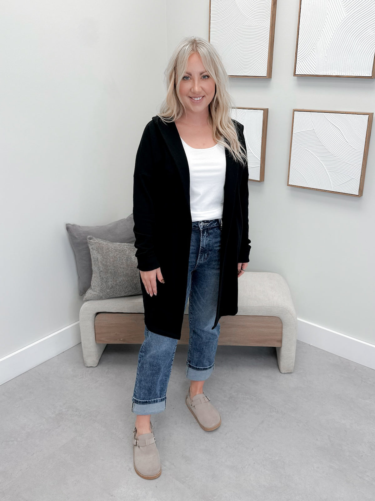 726 Hooded Cardigan in Black by Twenty Nine the Label