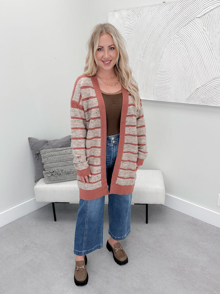 Claudia Cardigan in Mauve Stripe