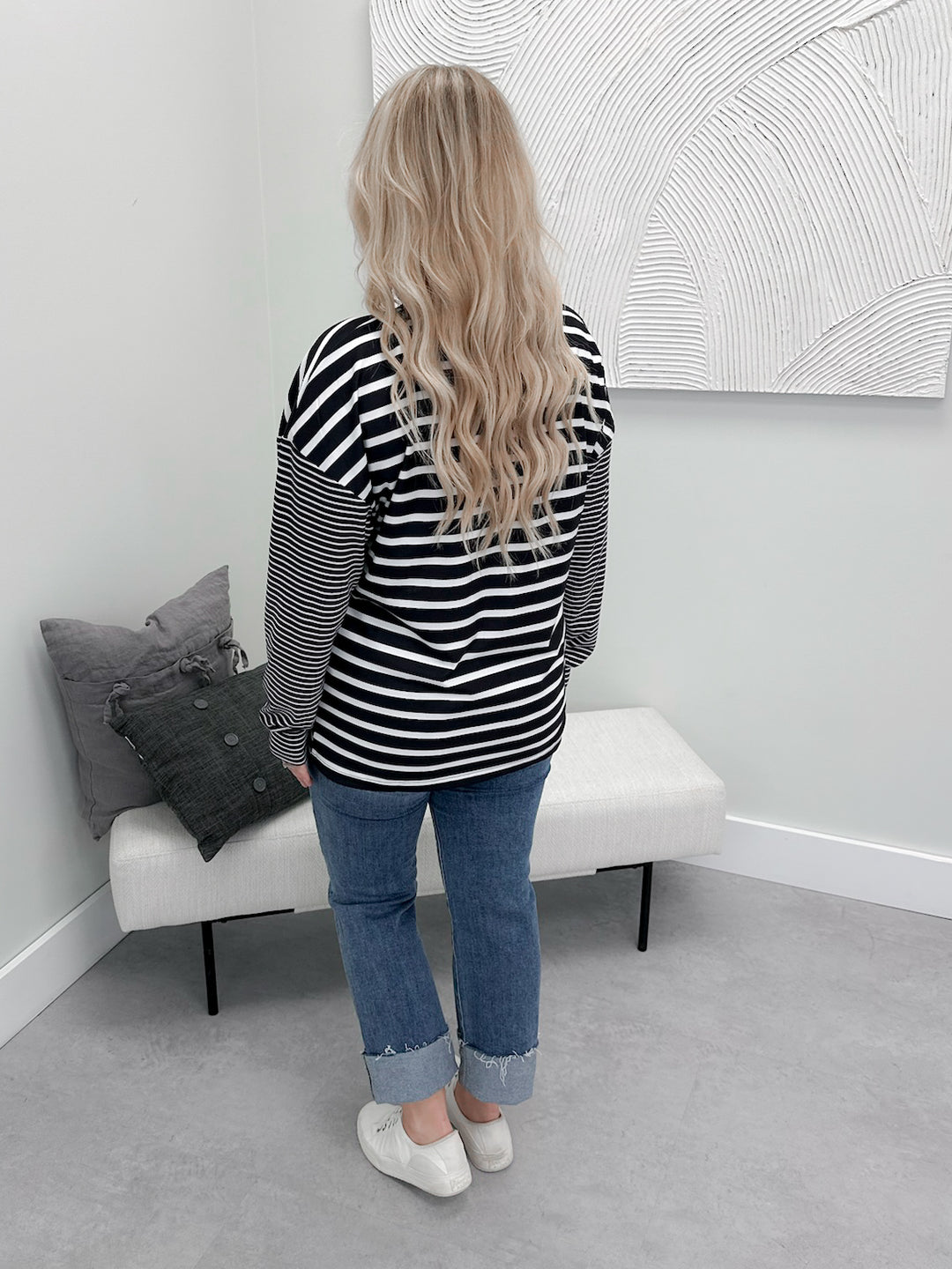 Melody Mixed Stripe Long Sleeve in Black