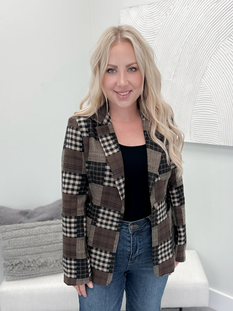 Beryl Flannel Plaid Blazer in Brown