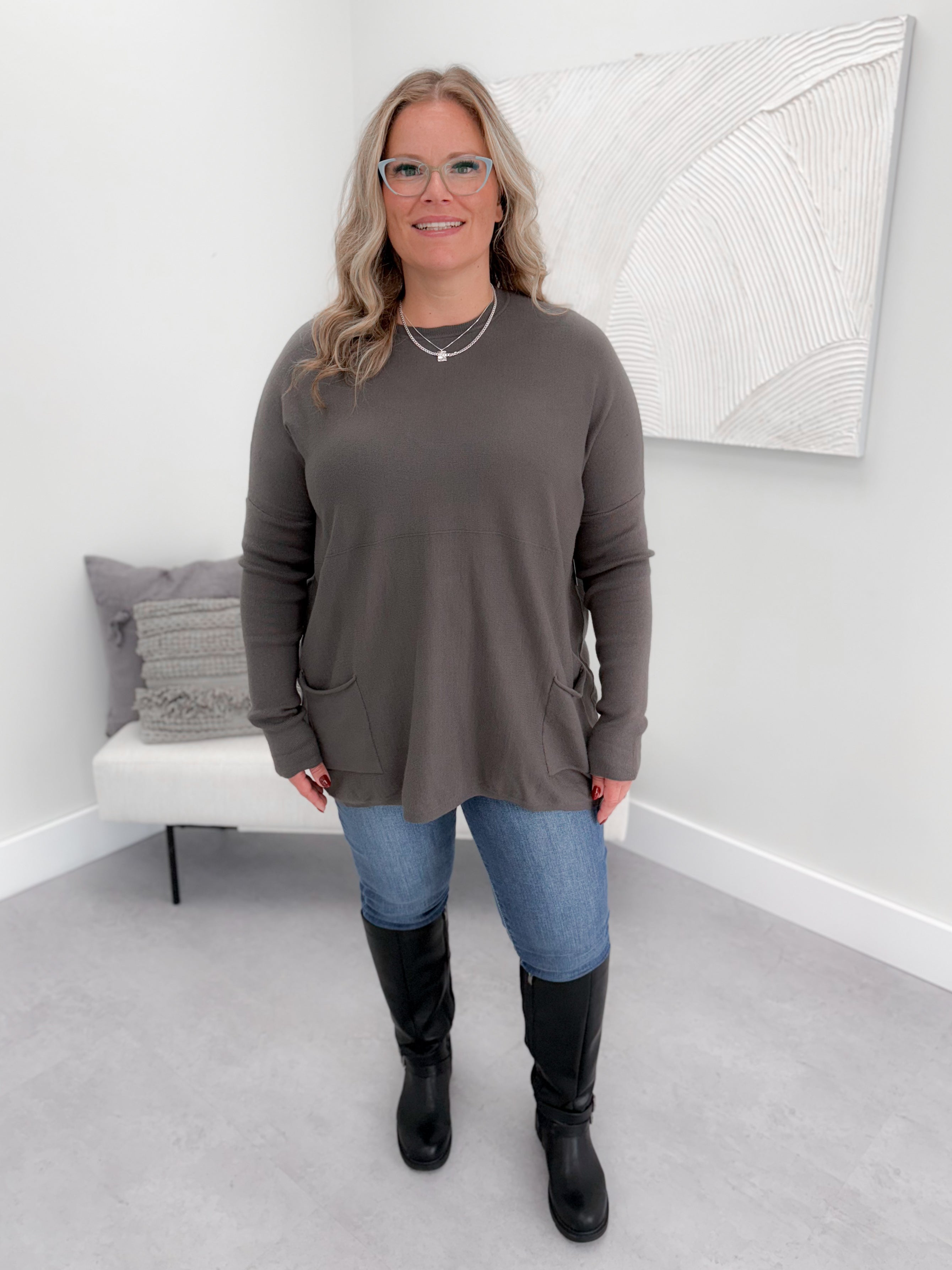 229 Pocket Sweater in Iron by Twenty Nine The Label