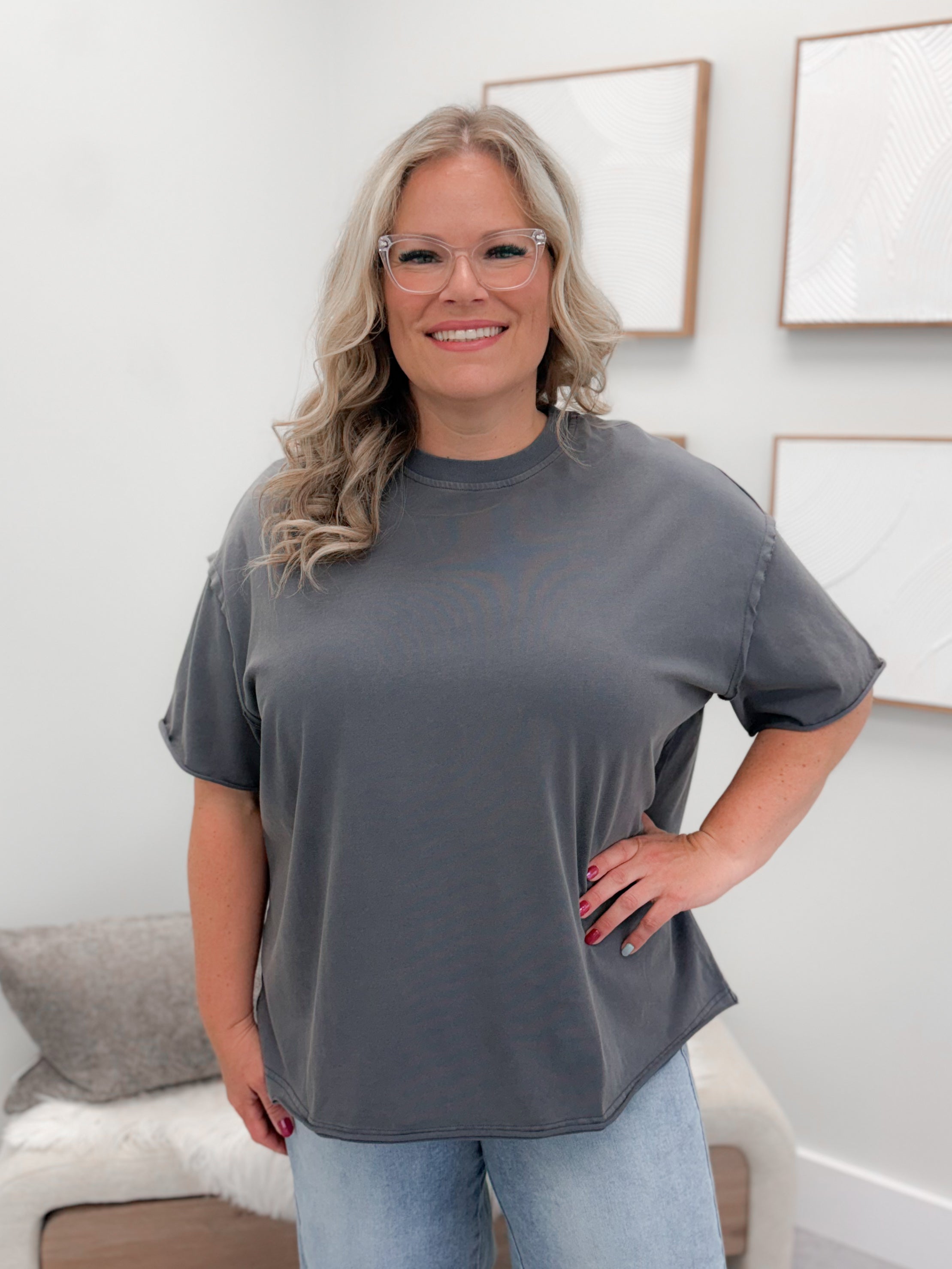 Boyfriend Tee in Slate by Ampersand Avenue