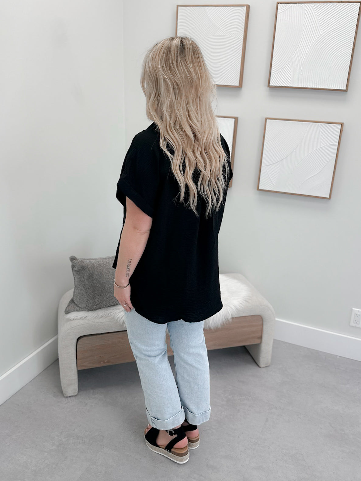 Sparrow Button Up Top in Black