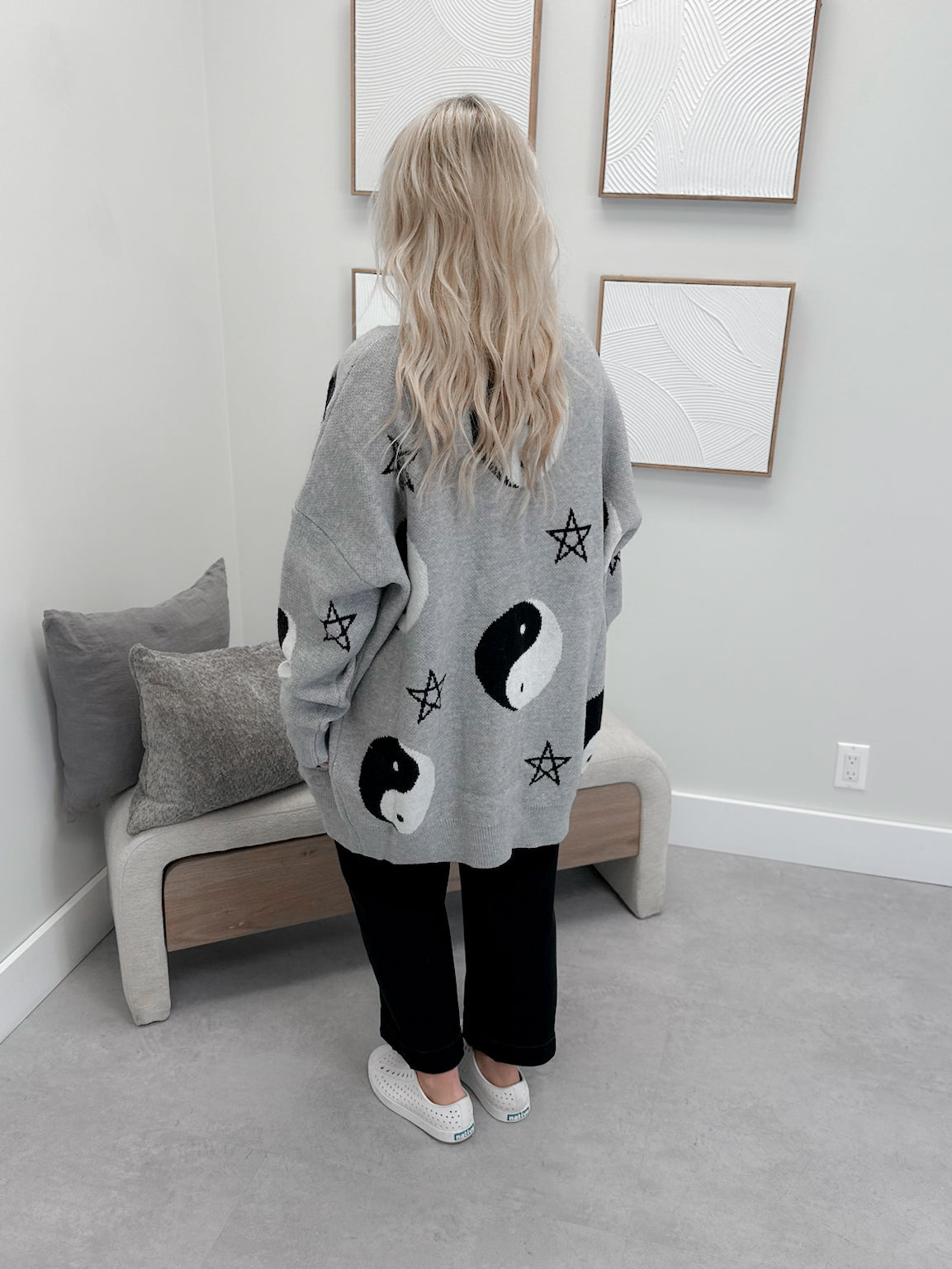 Yin Yang Cardigan in Grey