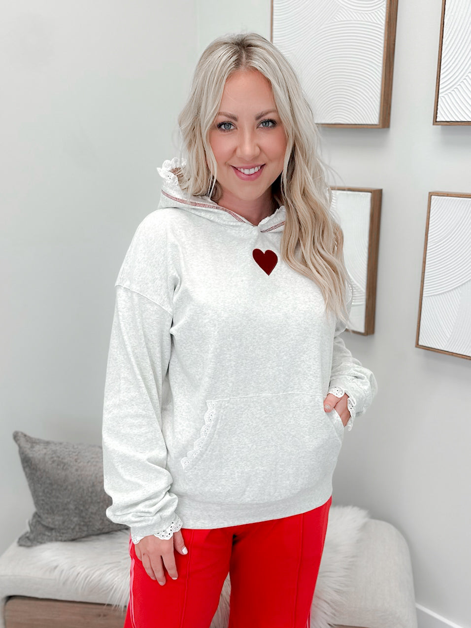 University Hoodie in Full Heart by Ampersand Avenue