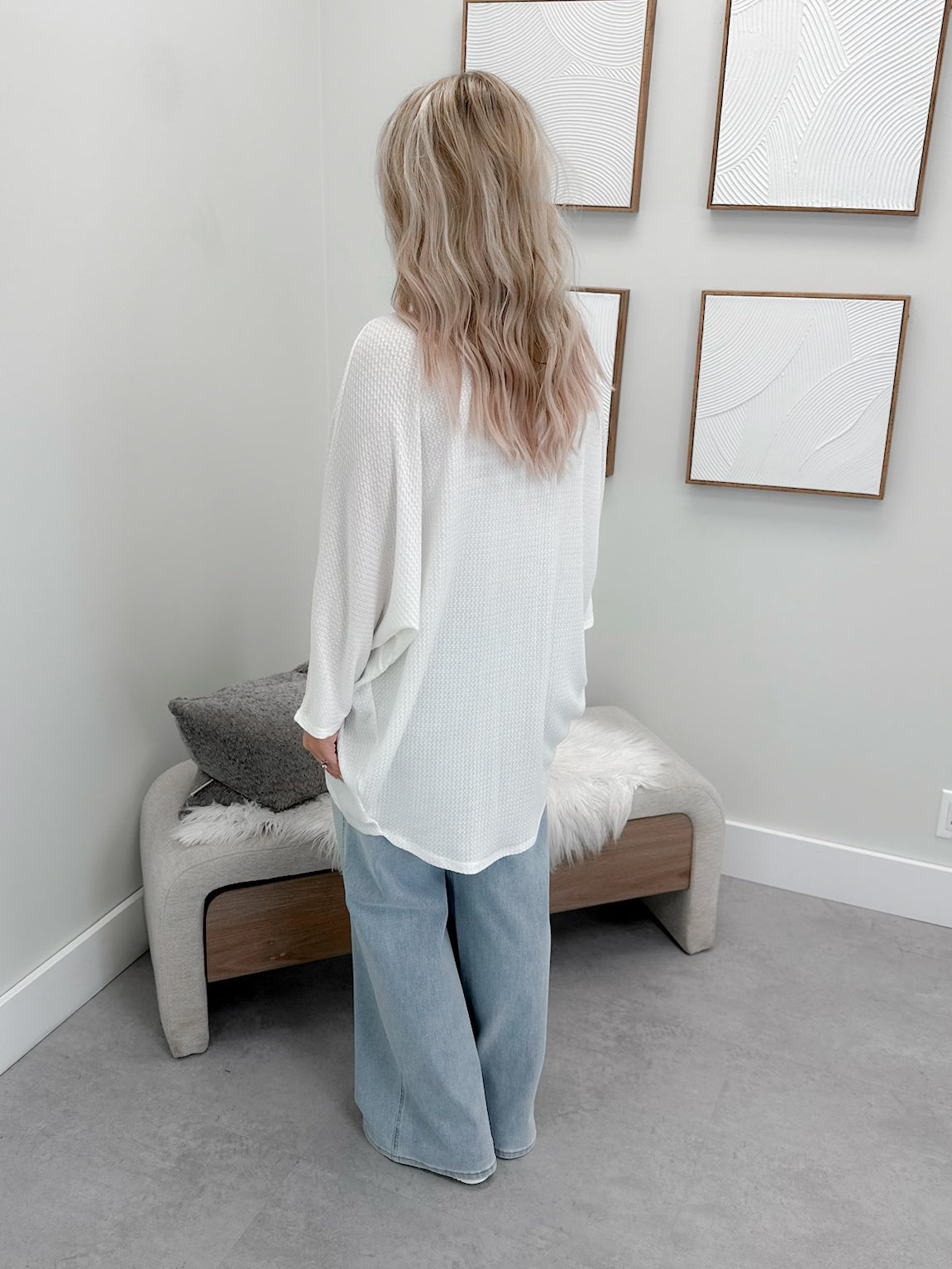 Cora Waffle Cardi in Ivory