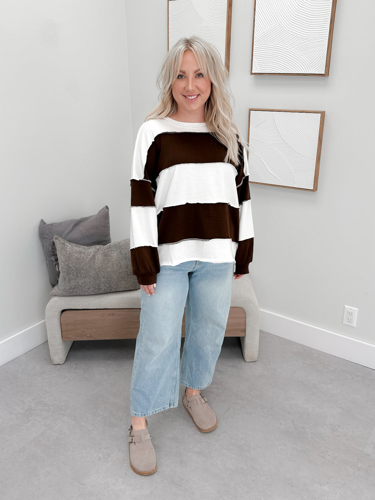 Cooper Pullover in Striped Chocolate