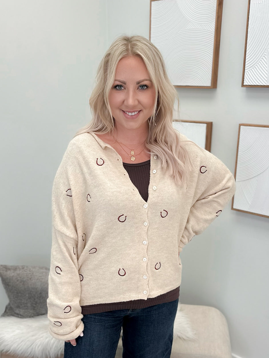 Horseshoe Cardigan in Oat