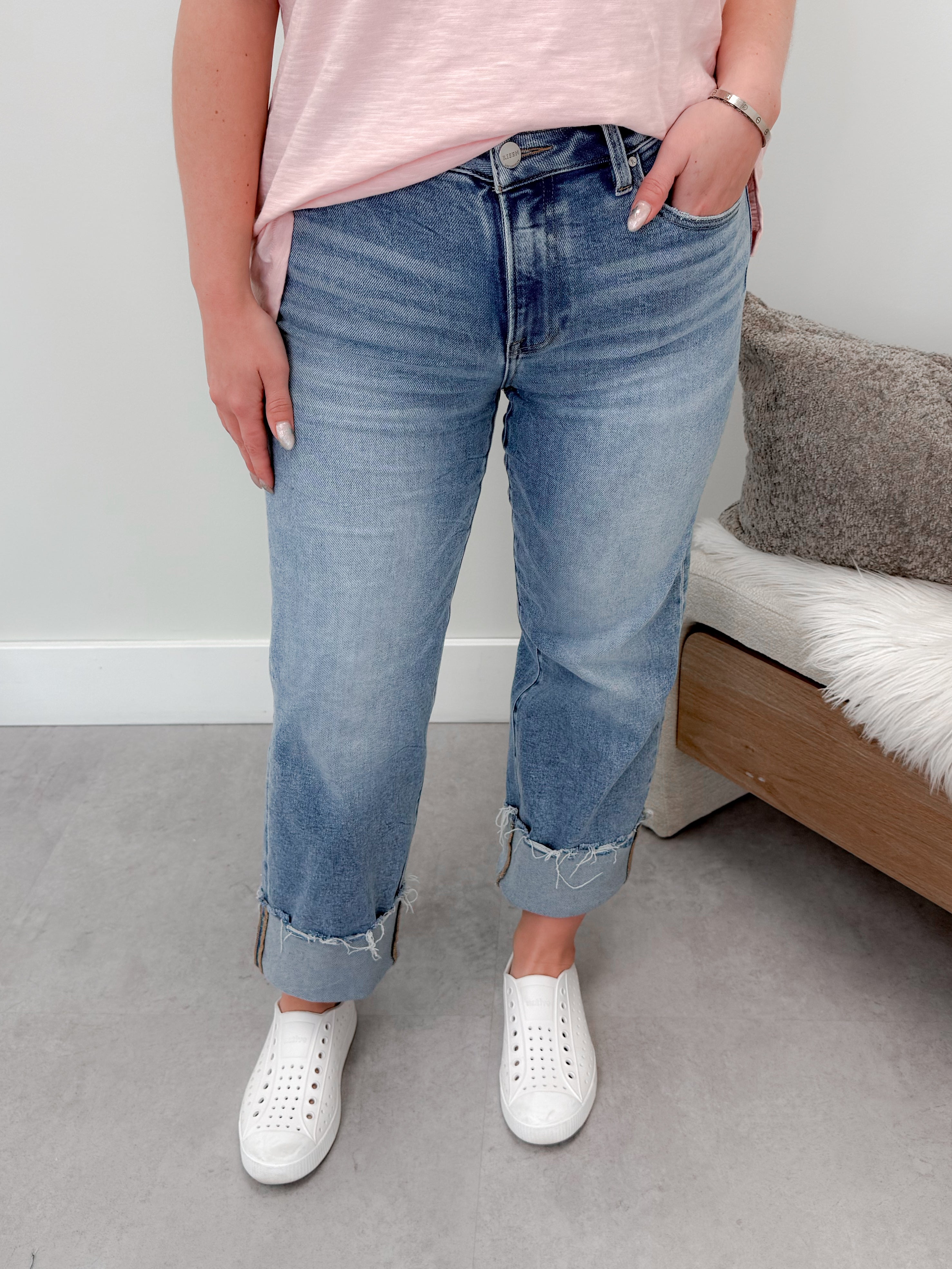 Cara High Rise Cuffed Jean by Risen