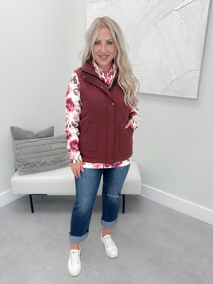 Fallon Vest in Burgundy