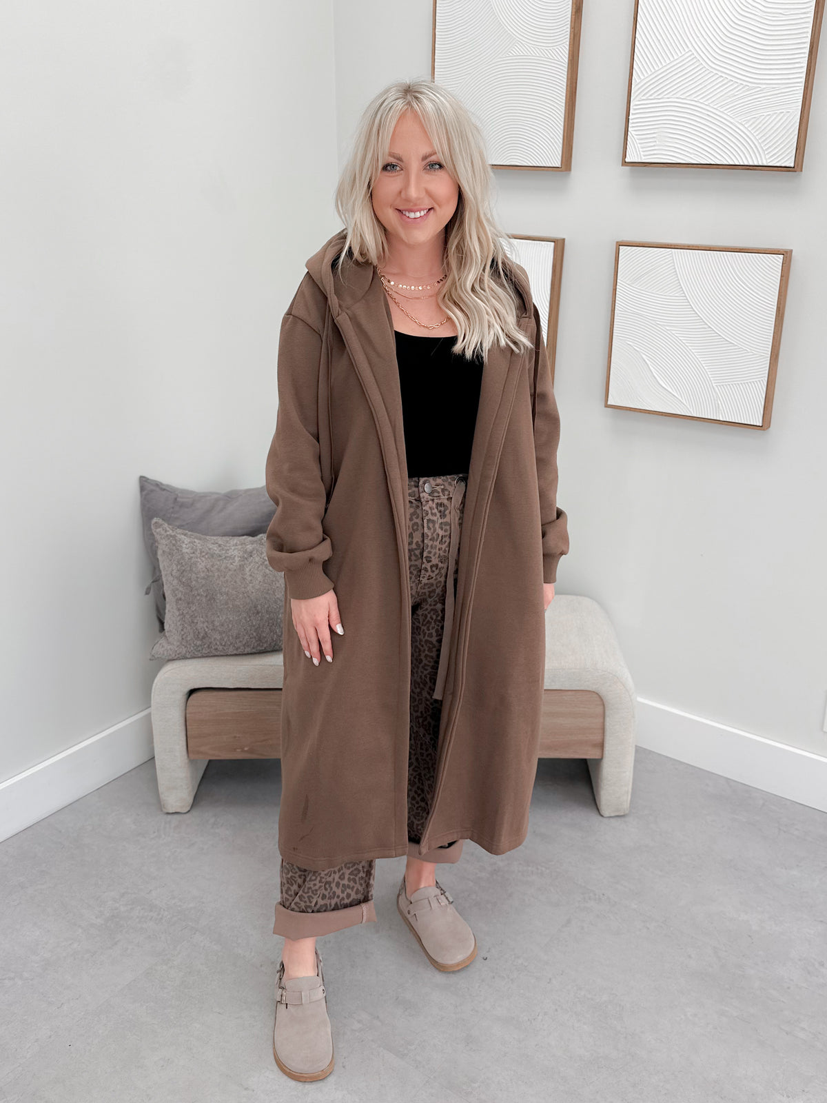 Harmony Hooded Cardigan in Brown