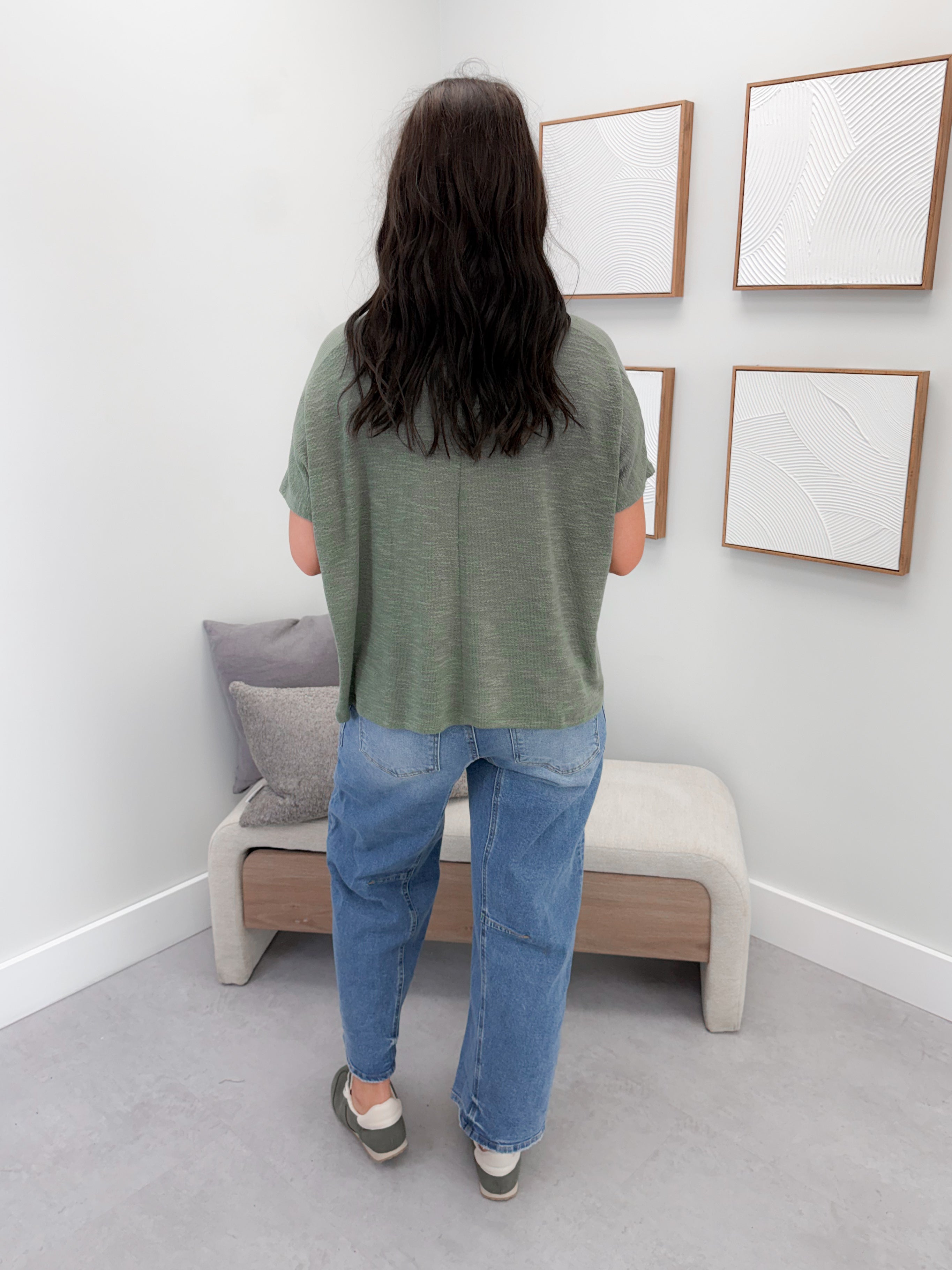 Aniston Slub Knit Tee in Olive