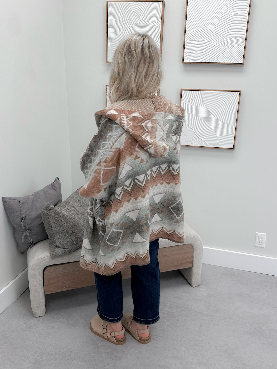 Dawson Poncho Cardigan in Brick Multi