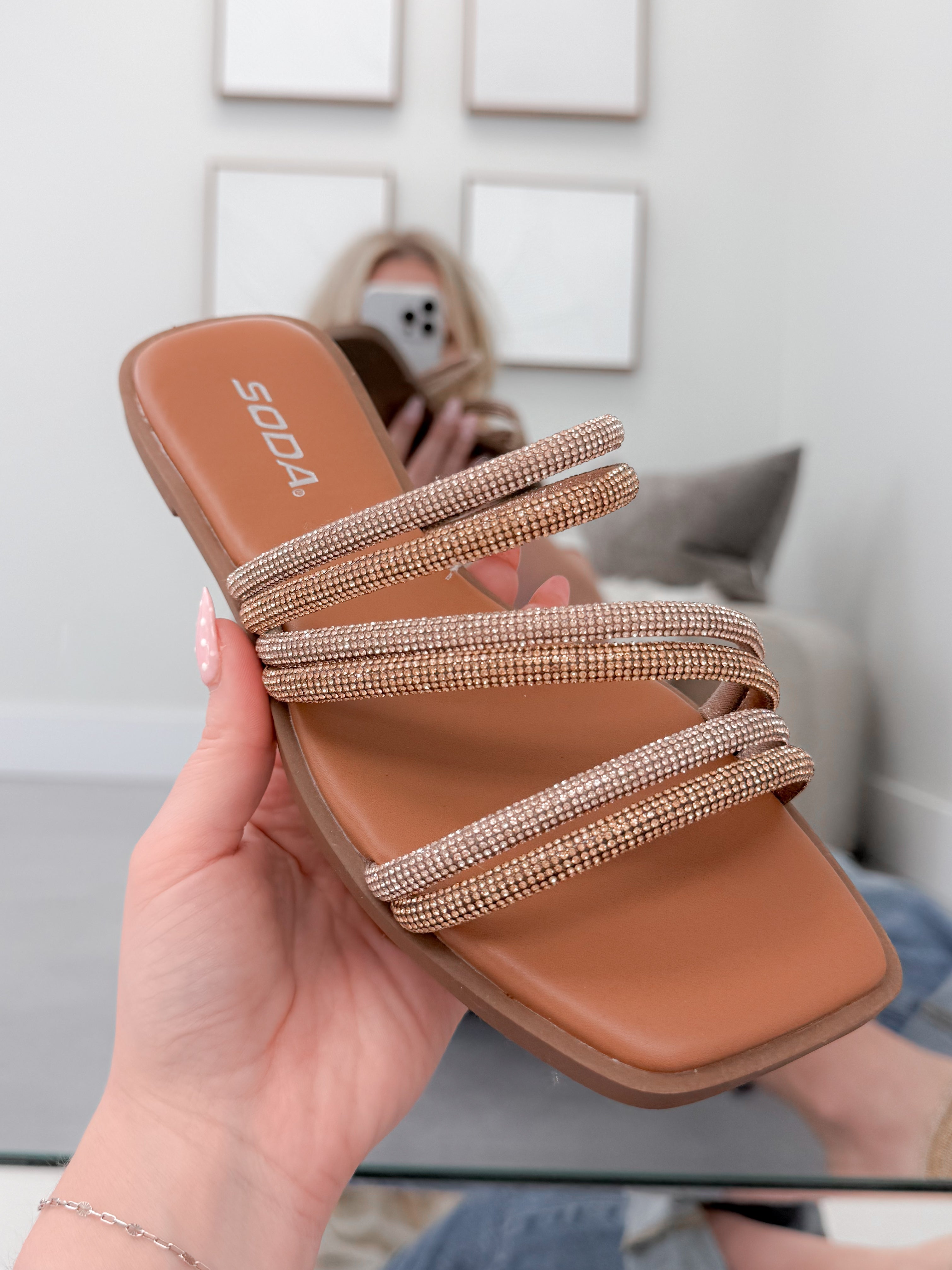 Cambria Sandal in Sparkle Bronze