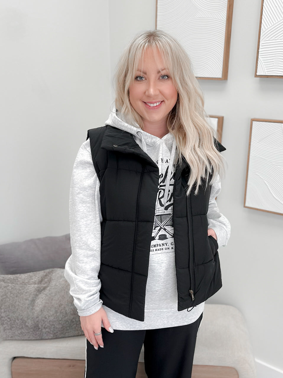 Cool Day Puffer Vest in Black
