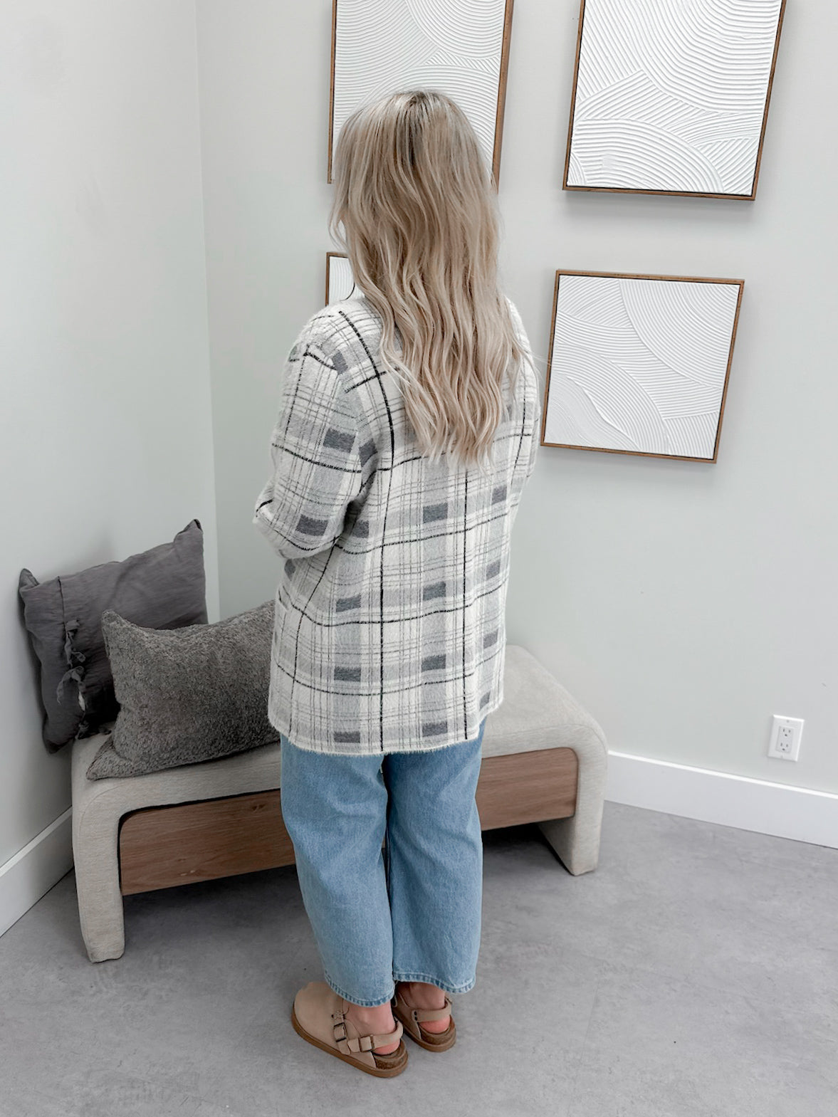 Aston Coatigan in Grey Plaid