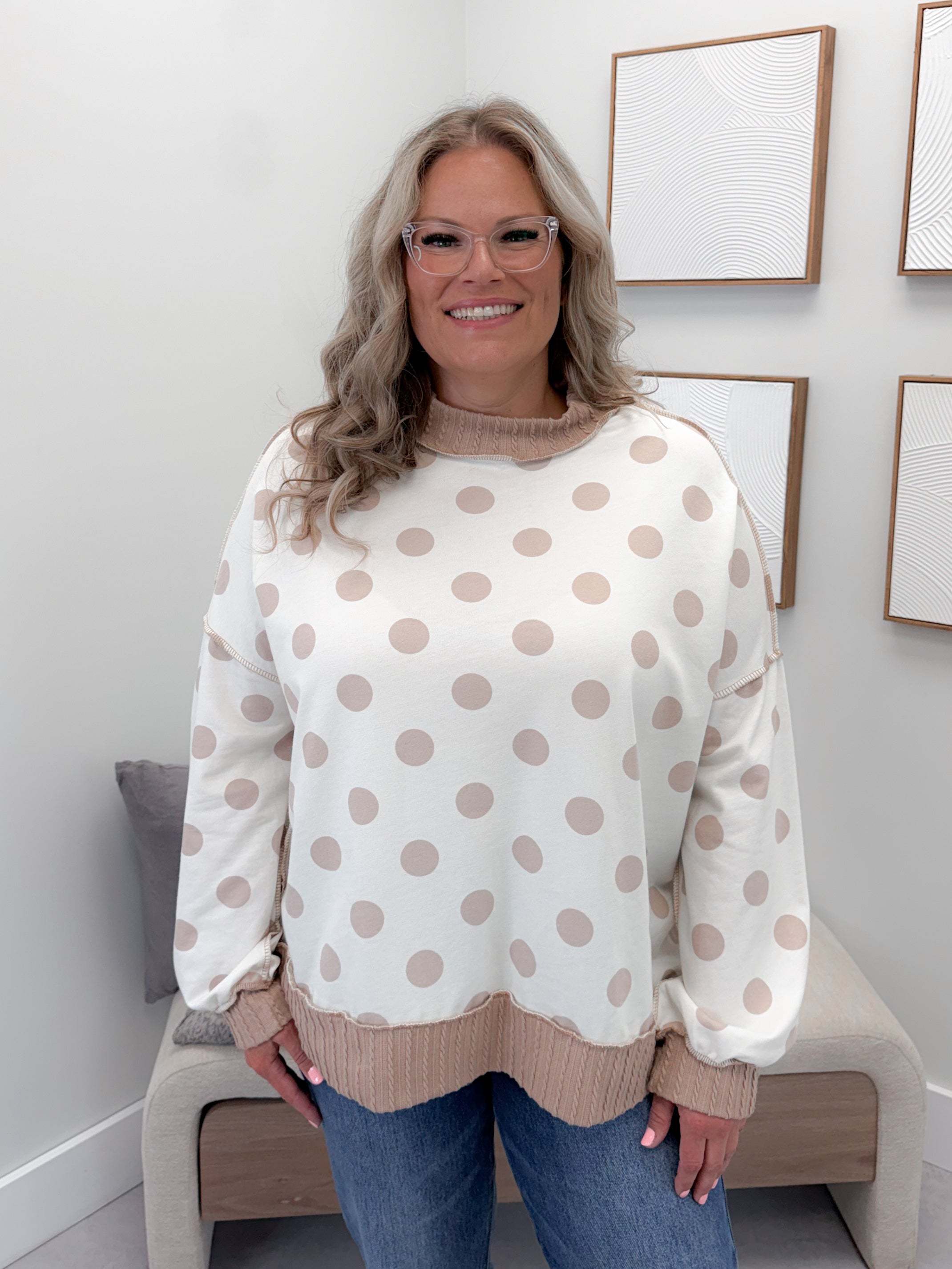 Dotty Pullover in Ivory/Taupe
