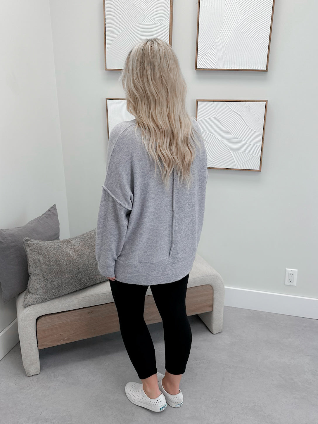 Denton Brushed Pullover in Heather Grey