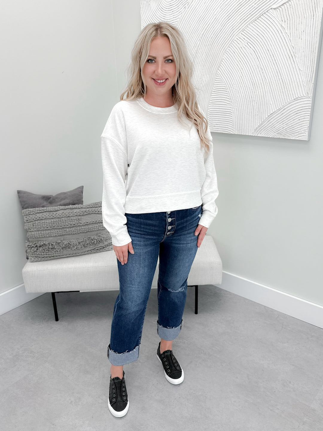 Astrid Pullover in Heathered Ivory