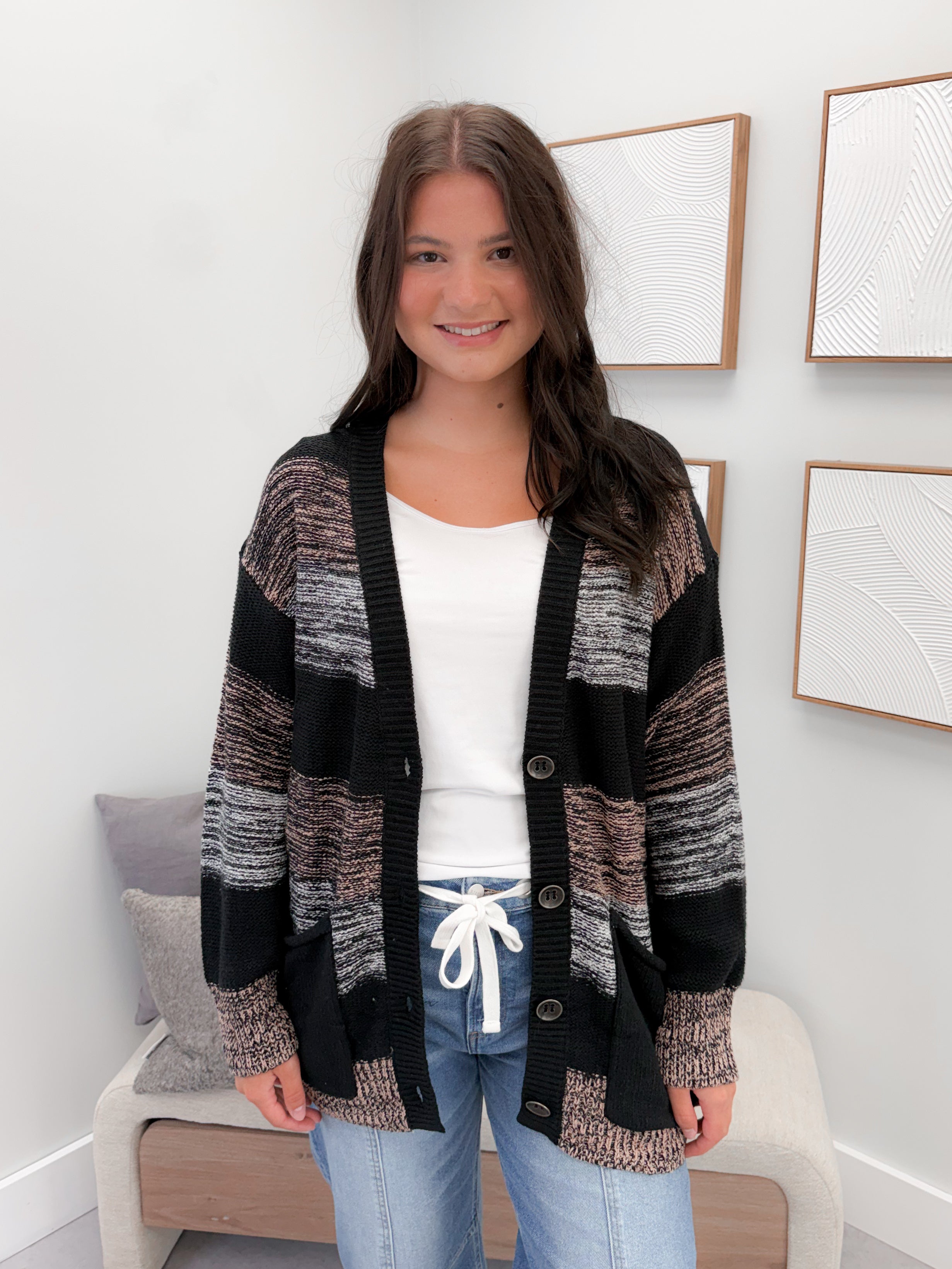 Rue Cardigan in Black Mix