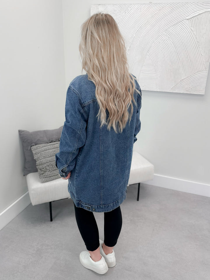 Luca Long Jean Jacket in Dark