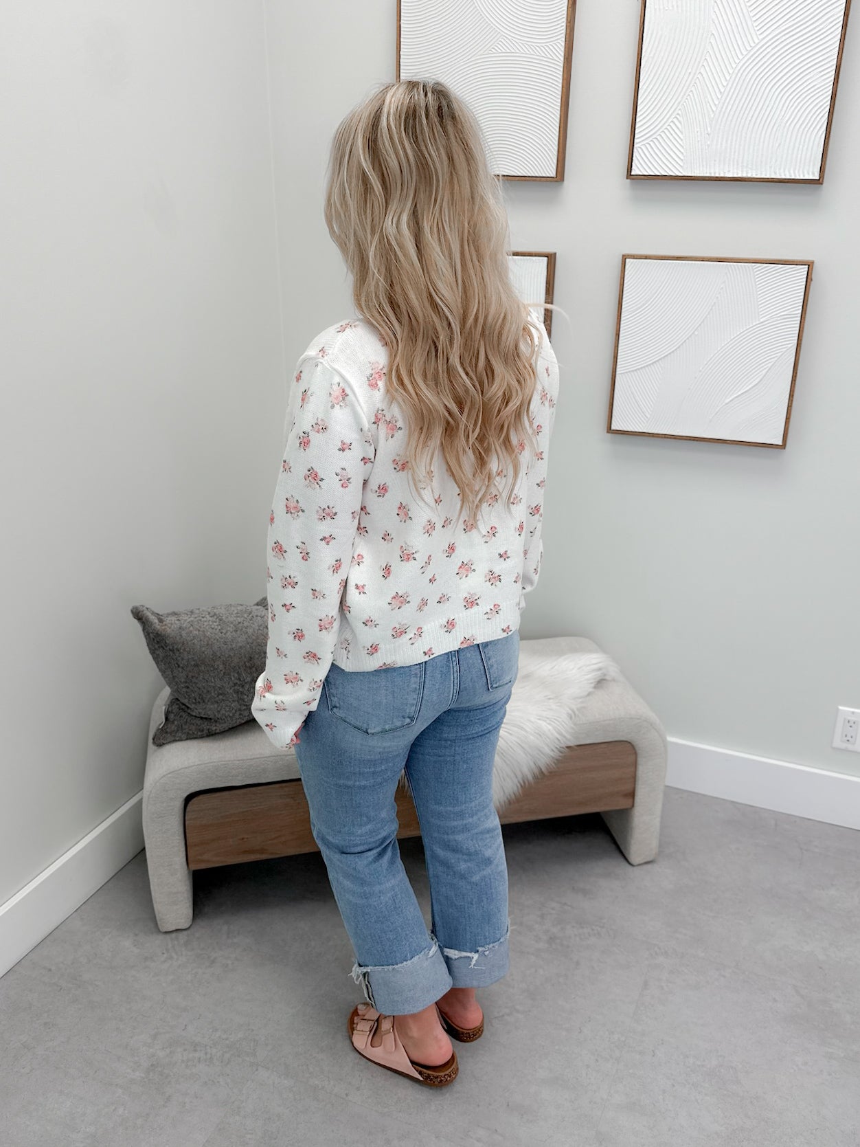 Elizabeth Cardigan in Ivory Rose