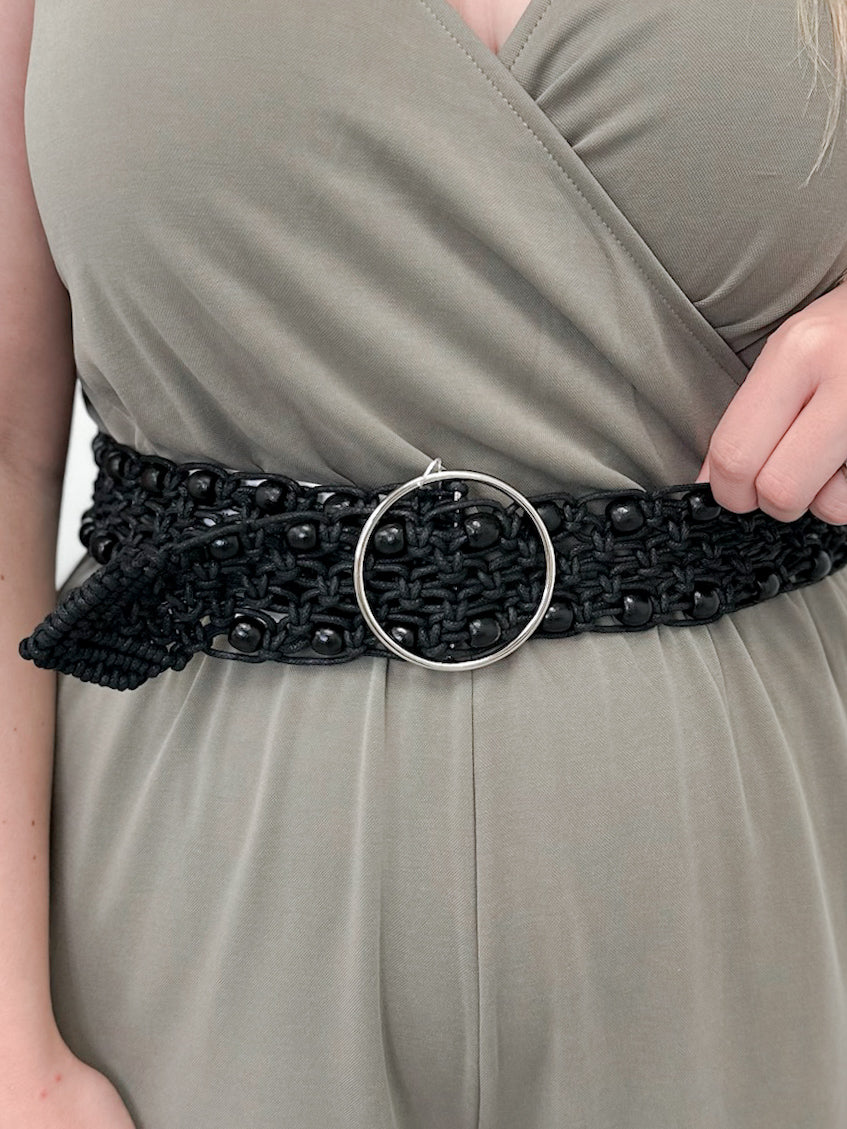Micah Macrame Belt in Black by Pol