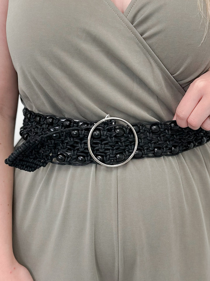 Micah Macrame Belt in Black by Pol