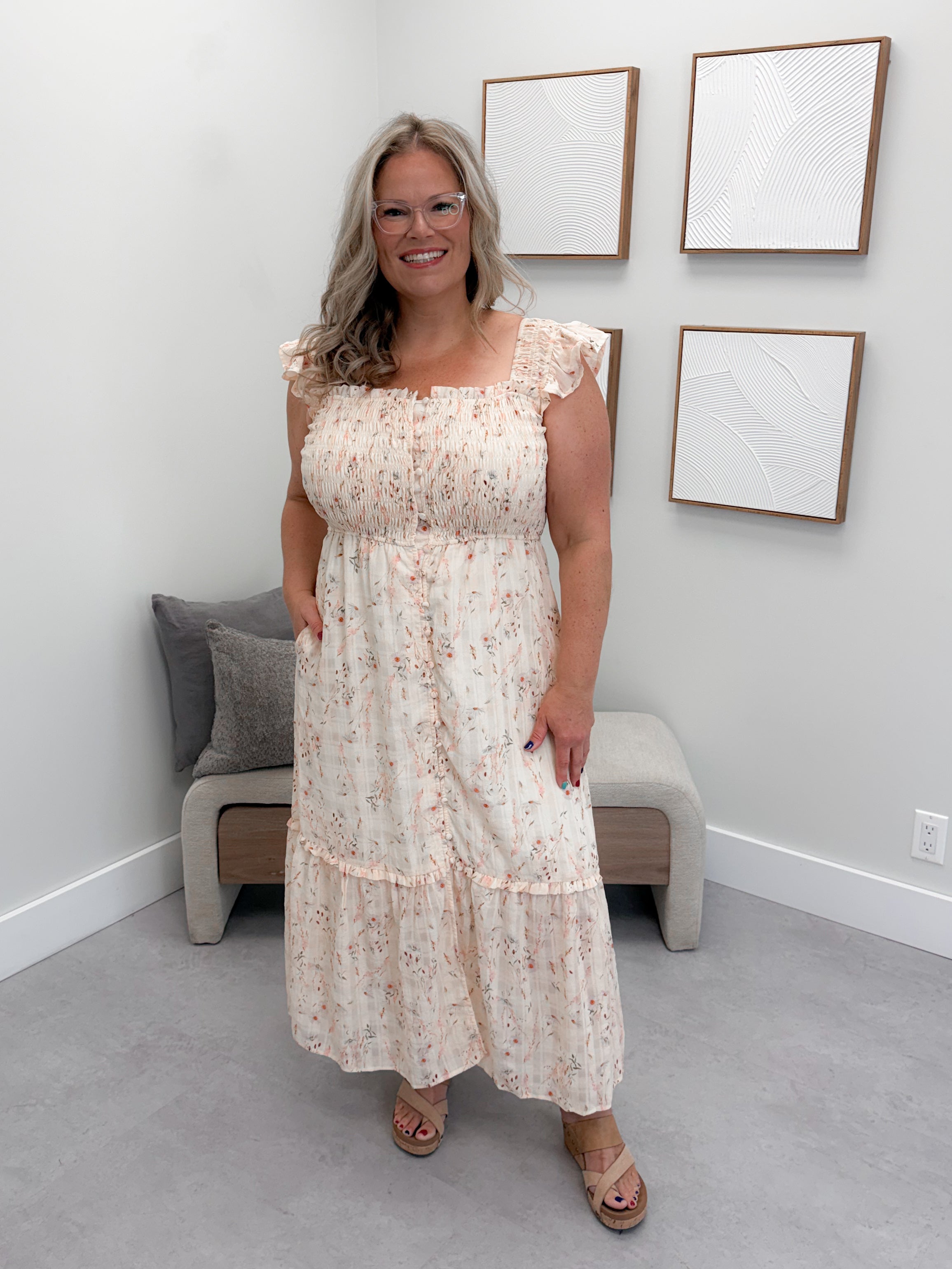Prairie Winds Dress in Cream Floral